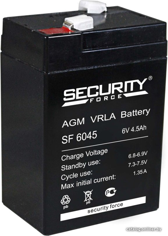 UPS Аккумулятор Security Force SF 6045 6V/4.5Ah 70/47/100, 0.64кг, F1