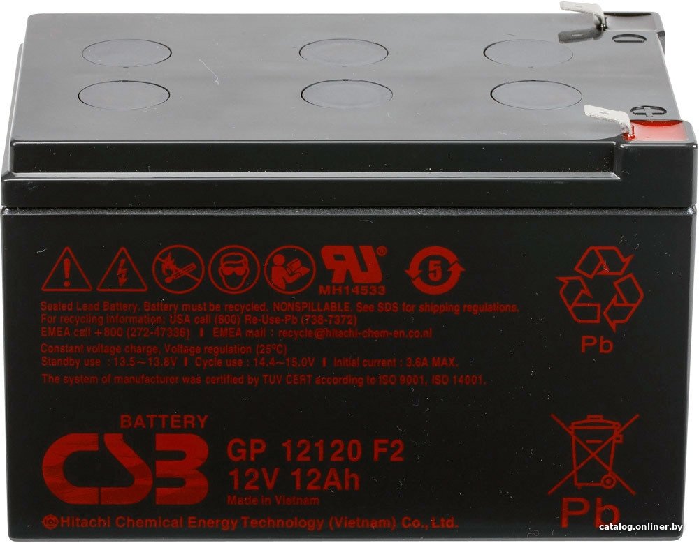 UPS Аккумулятор CSB GP 12120 12V/12Ah 151/98/101, 3.75кг,(в кор. 6шт.), F2