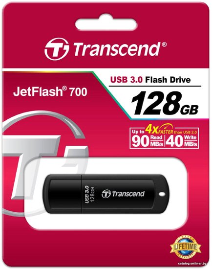 128 Gb USB3.0 Transcend JetFlash 700 TS128GJF700 Black (с колпачком/пластик) Retail